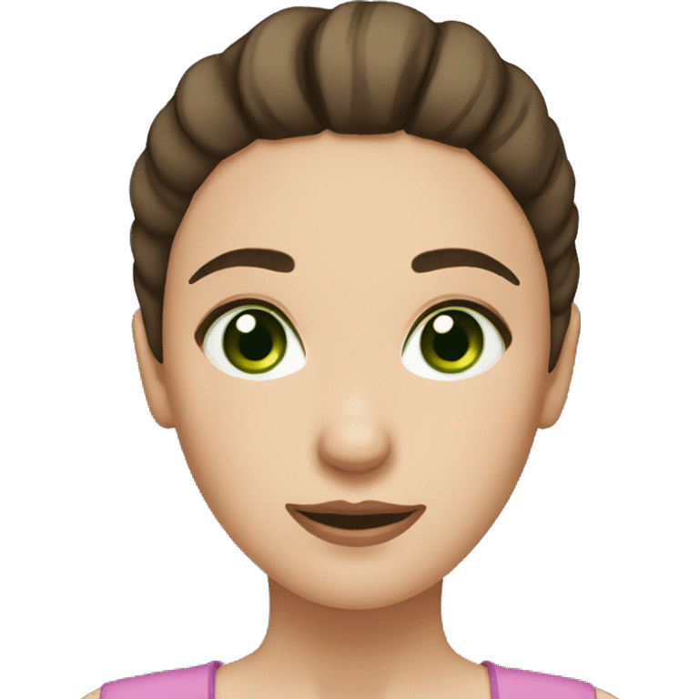 Short brunette with green eyes, White skin and a bun face palming emoji