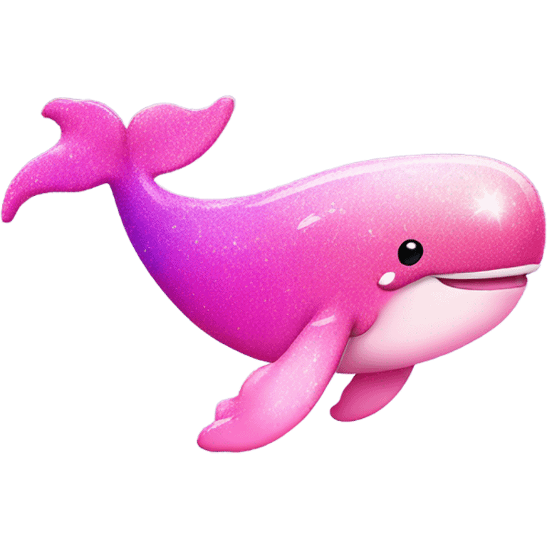 Pink ombre full body whale with glitter & water emoji