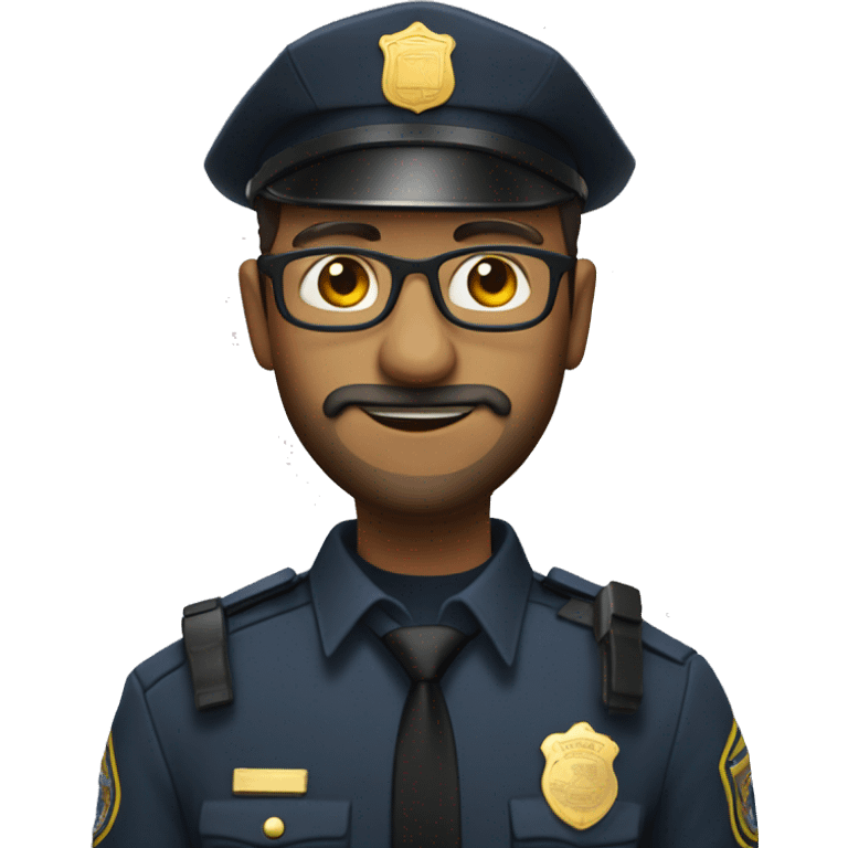 Un chico con piel blanca con barba con lentes y vestido de policia emoji