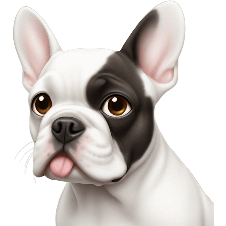 White French bulldog with one blue eye and one brown eye  emoji