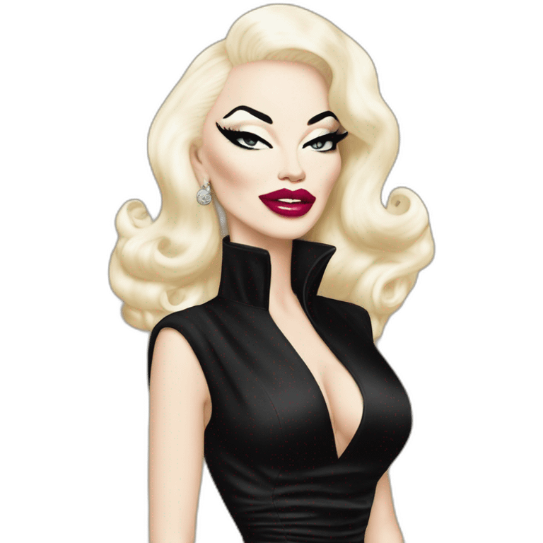 Amanda lepore wearing balenciaga long black dress emoji