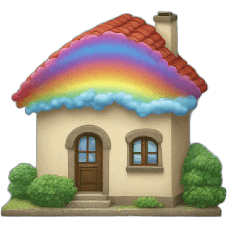 Arc-en-ciel dans une maison emoji