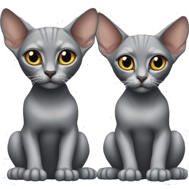 Two grey sphinx cats emoji