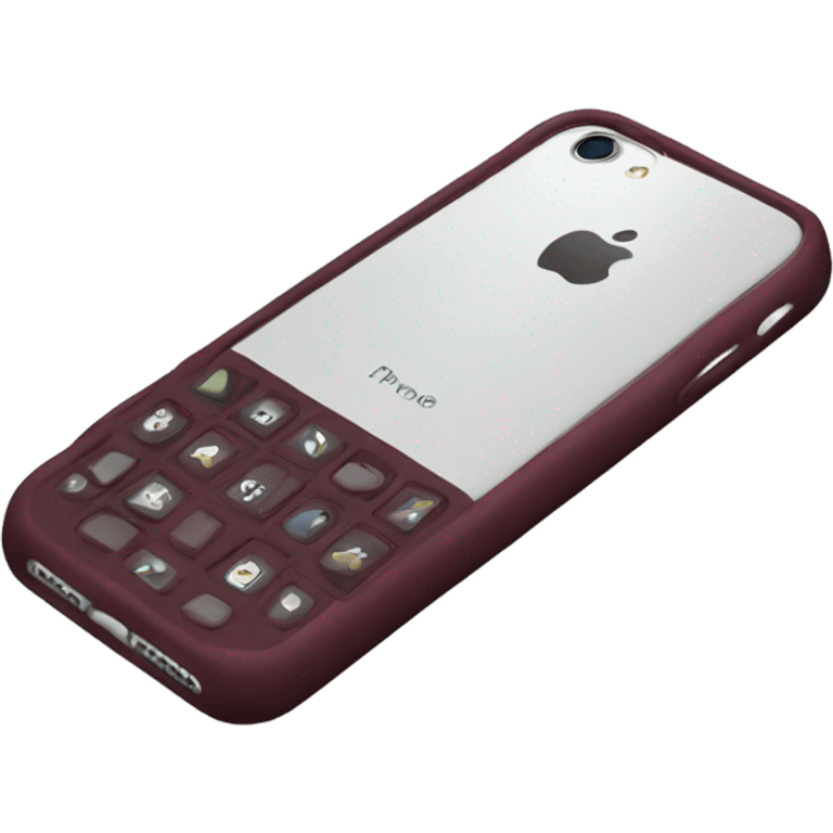 iPhone with burgundy case emoji