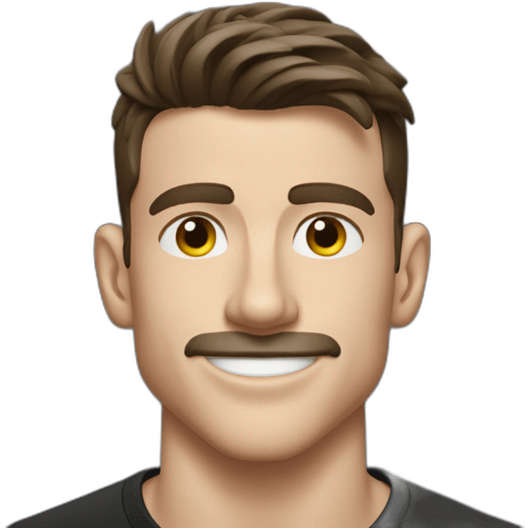 Mason mount wearing a black tshirt, profile picture, with stubble and mustache  emoji