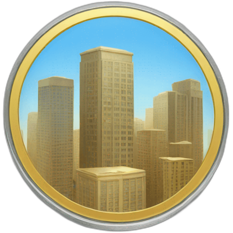 coin with a skyscrapper sticker emoji