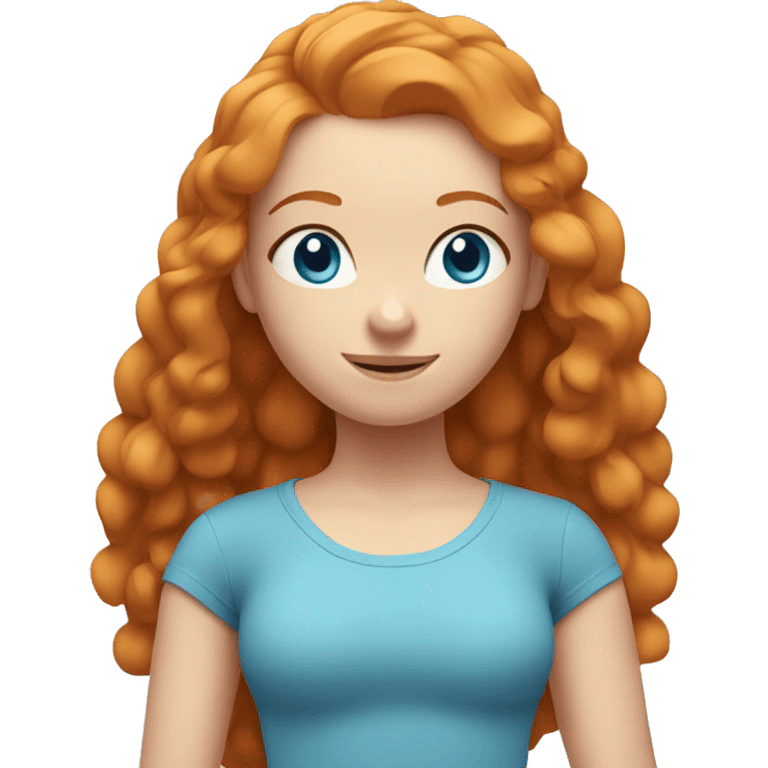 Ginger girl with blue eyes in pilates pose emoji