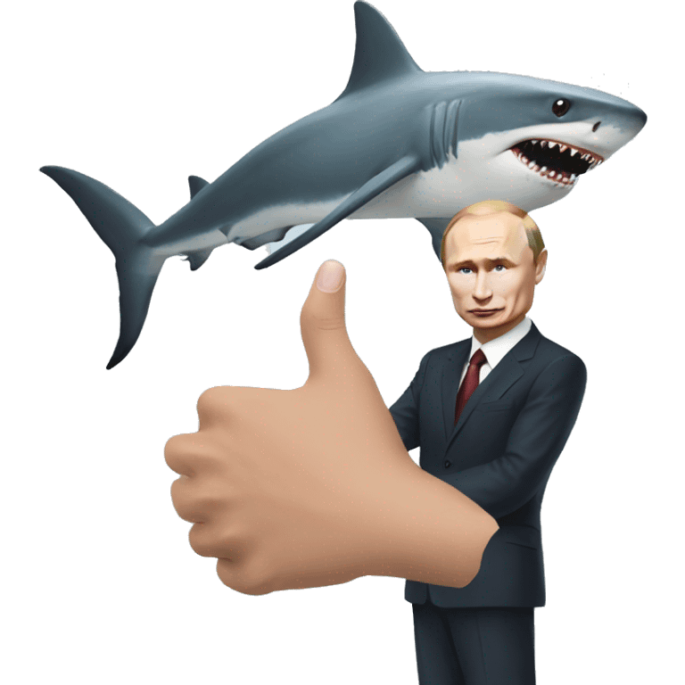 Putin shows shark in hand emoji