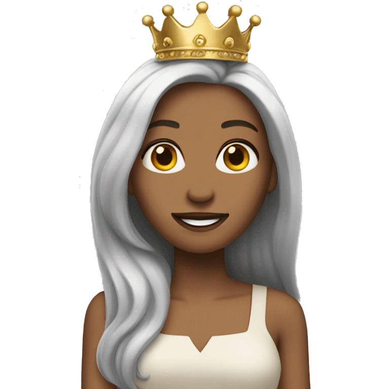 Woman that has long hair with a crown emoji