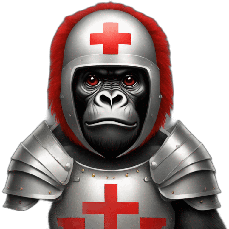 Gorilla wearing a Crusader armor with the holy red Cross emoji