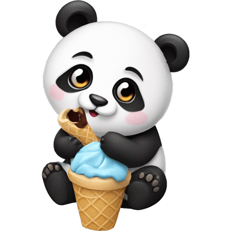 Panda eating ice cream emoji