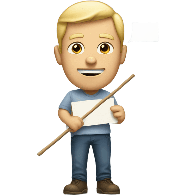 white man holding placard on stick emoji