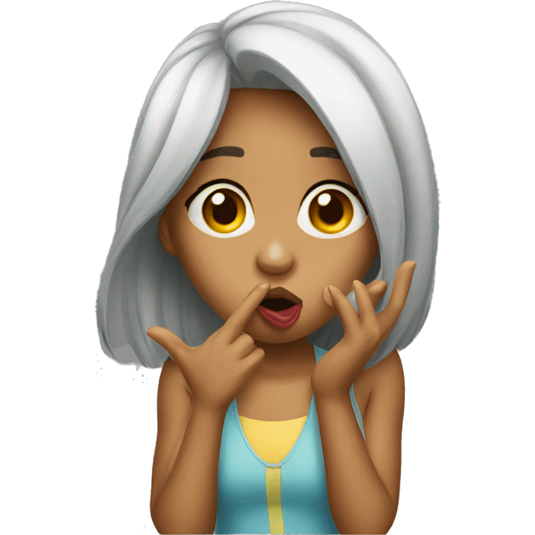 A girl blowing a kiss emoji