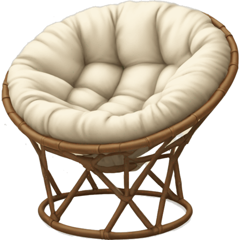 Light brown Papasan chair with cream cushion  emoji