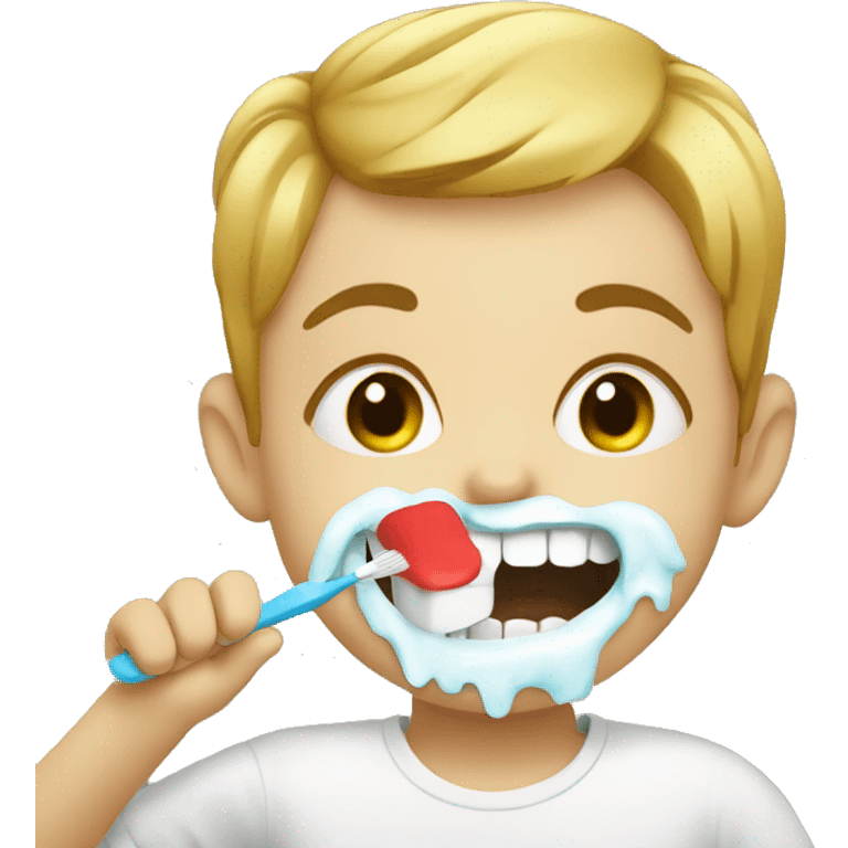 child brushes teeth emoji