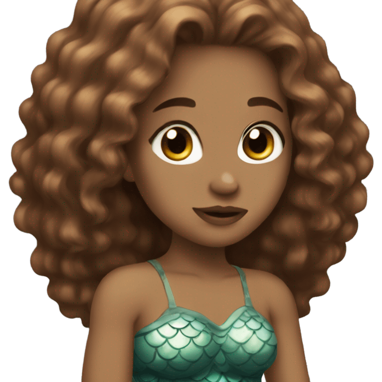 Aesthetic mermaid with brown hair, no dark skin, brown eyes emoji