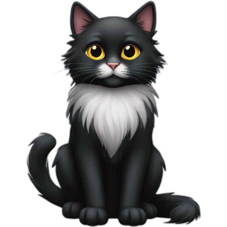 long fur black cat emoji