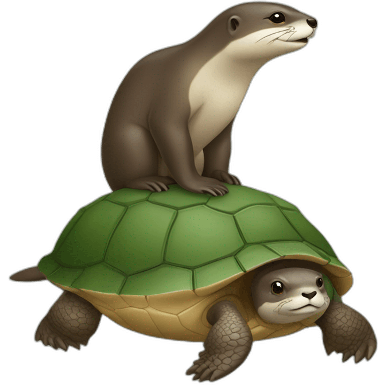 Une loutre sur une tortue emoji