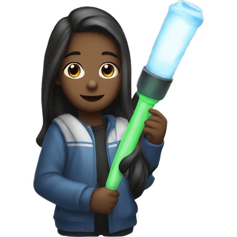 a girl holding an enhypen lightstick emoji