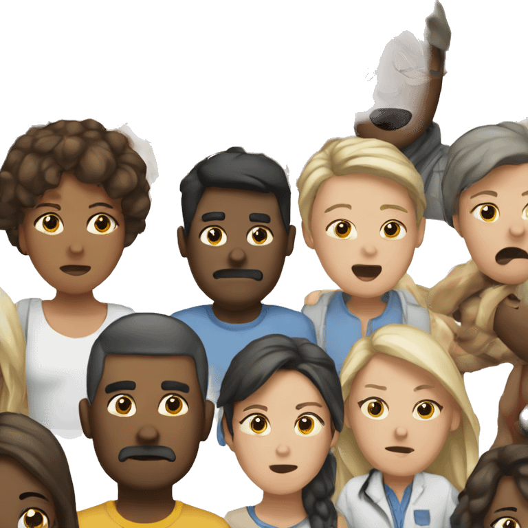 a group of people tired emoji