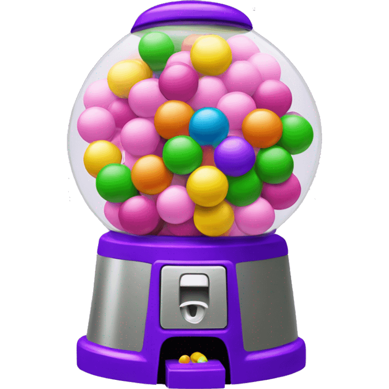 gumball machine with balls color purple, pink, green , and yellow emoji