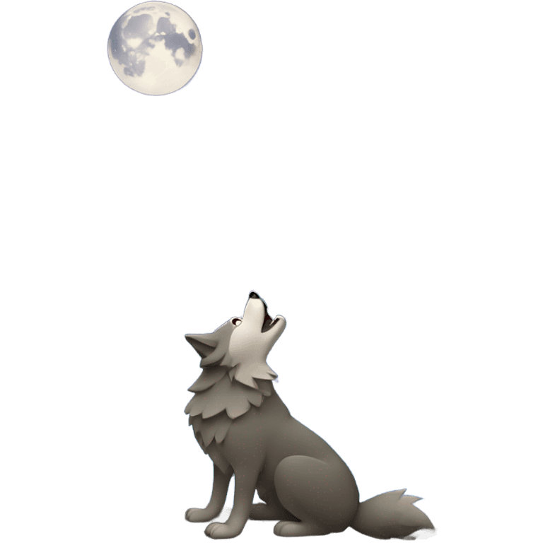 Wolf howling to the moon over lake emoji