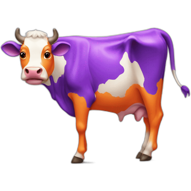 Orange and purple cow emoji