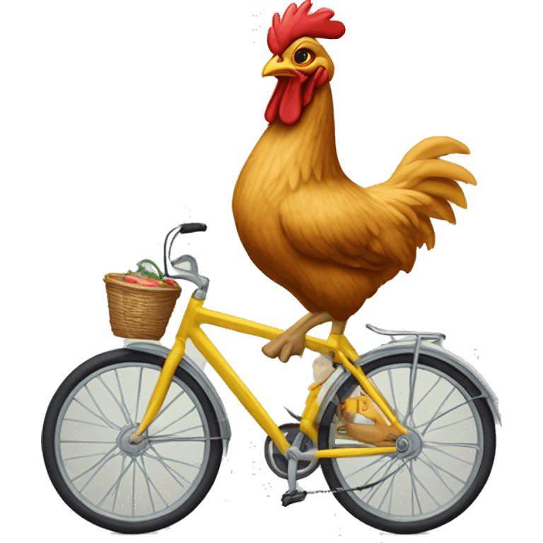 Una gallina arriba de una bicicleta emoji