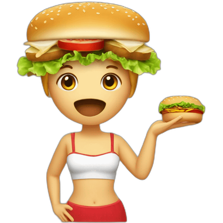 Une sirène qui mange un hamburger emoji