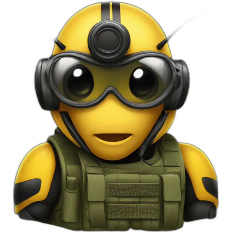 bee wearing a military headset emoji