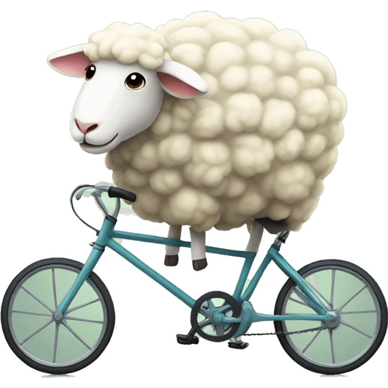 Cute sheep on bicycle  emoji