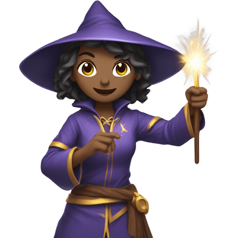 Female Mage Athlete grabbing a wand with one hand smiling emoji