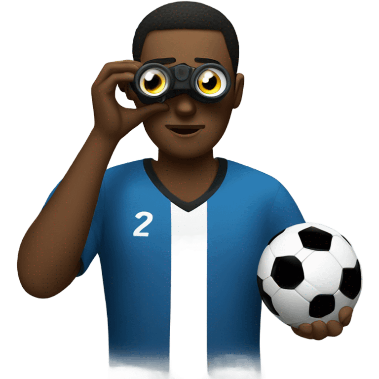 black man with binoculars watching soccer emoji