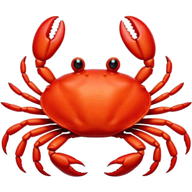 Cinematic Cute Red Crab Portrait Emoji, Head tilted playfully and inquisitively, featuring a compact, vibrant scarlet carapace with adorably small, expressive eyes and gentle, rounded pincers, Simplified yet irresistibly adorable features, highly detailed, glowing with a warm, friendly oceanic glow, high shine, affectionate and lively, stylized with a touch of seaside whimsy, soft glowing outline, capturing the essence of a mischievous yet loving red crab that seems as if it could pinch its way out of the screen into your arms! emoji