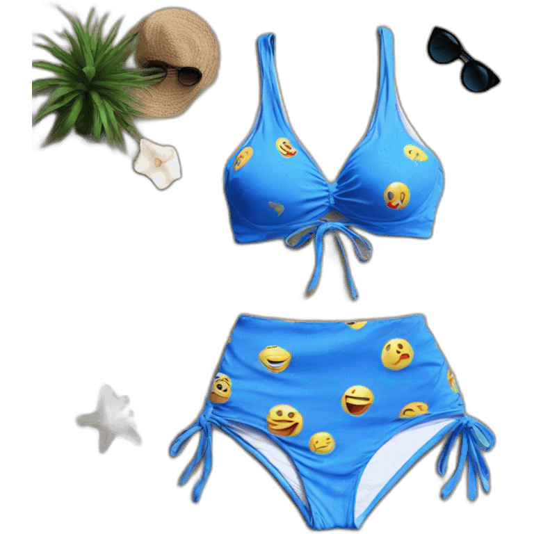 Sexy pose soft-fit woman blue bikini (beach body)bed emoji