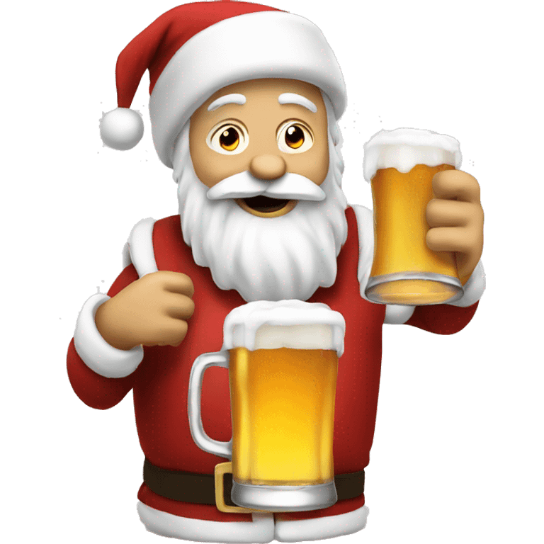 Santa drinking beer emoji