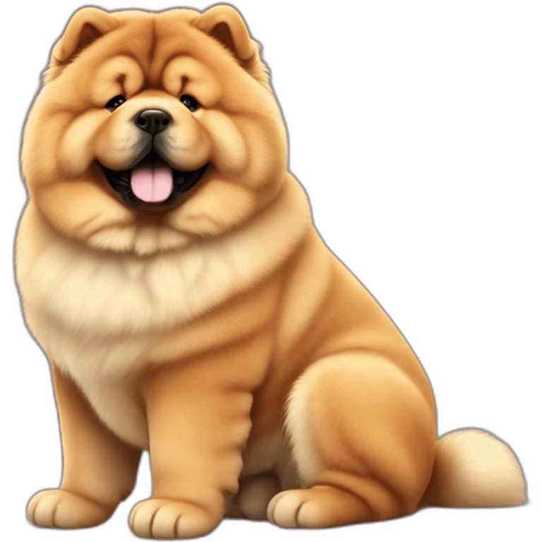 Chow chow dog, young cute,furry shiny dog cute, realistic, young,sitting on floor, beautiful picture, 4k, 16k emoji