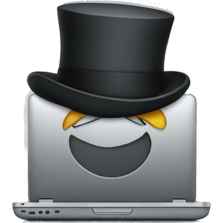 laptop with tophat emoji