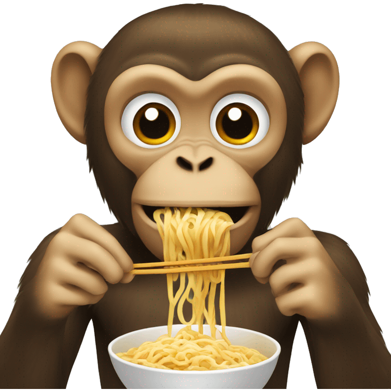 A Monkey who is eating Ramen emoji