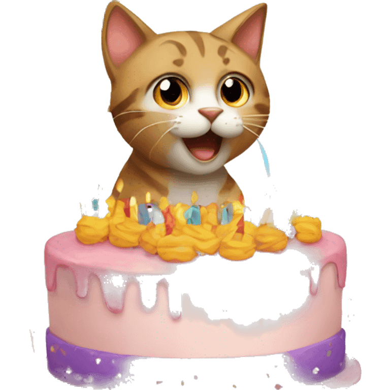 four birthday cats emoji