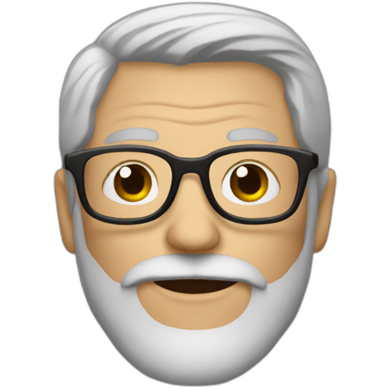 older man with gray hair and a beard wearing hipster glasses emoji