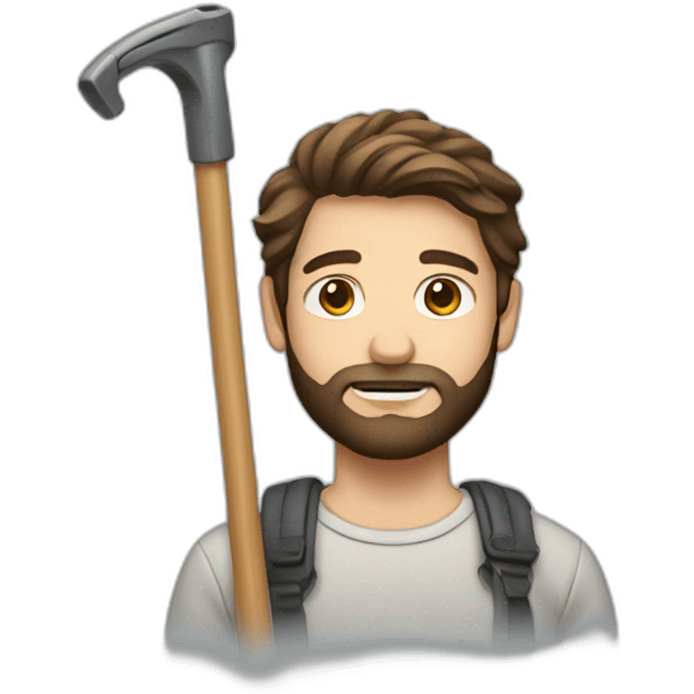 a man with brown hair(with a little grey) and a beard with a crutch emoji