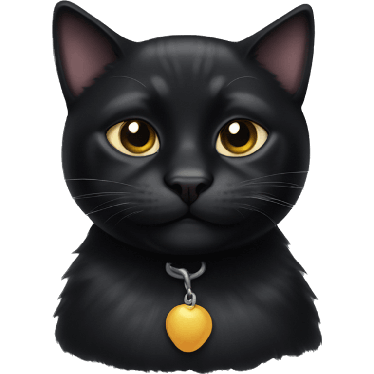 Realistic chunky black cat emoji