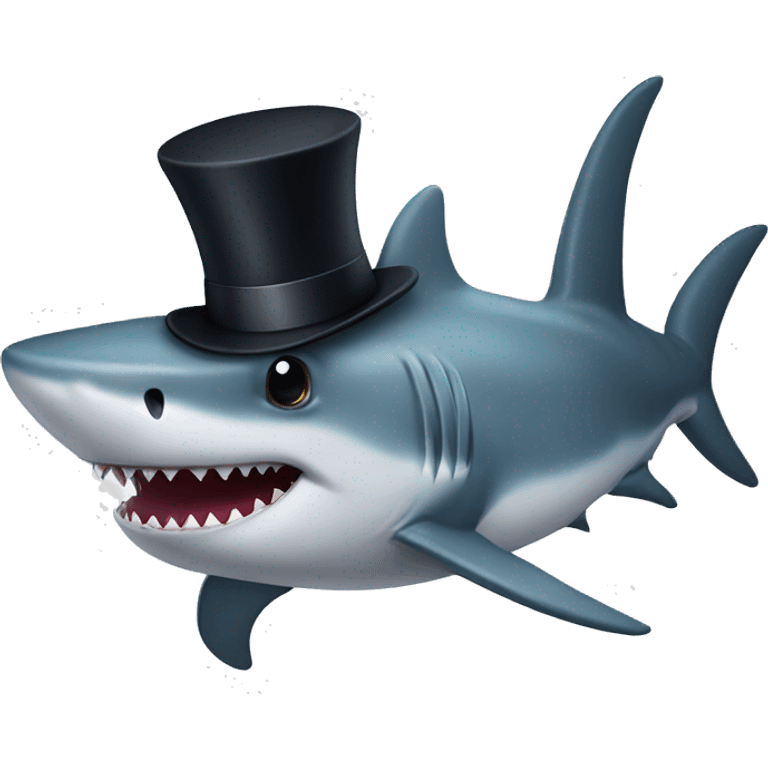 Shark with a top hat emoji