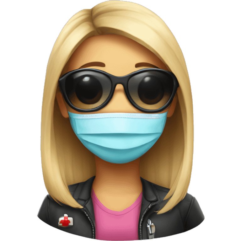 girl with sunglasses and mask smil medic emoji