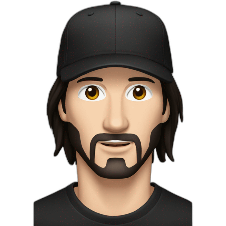 clean shaved keanu reeves with a black addidas cap emoji