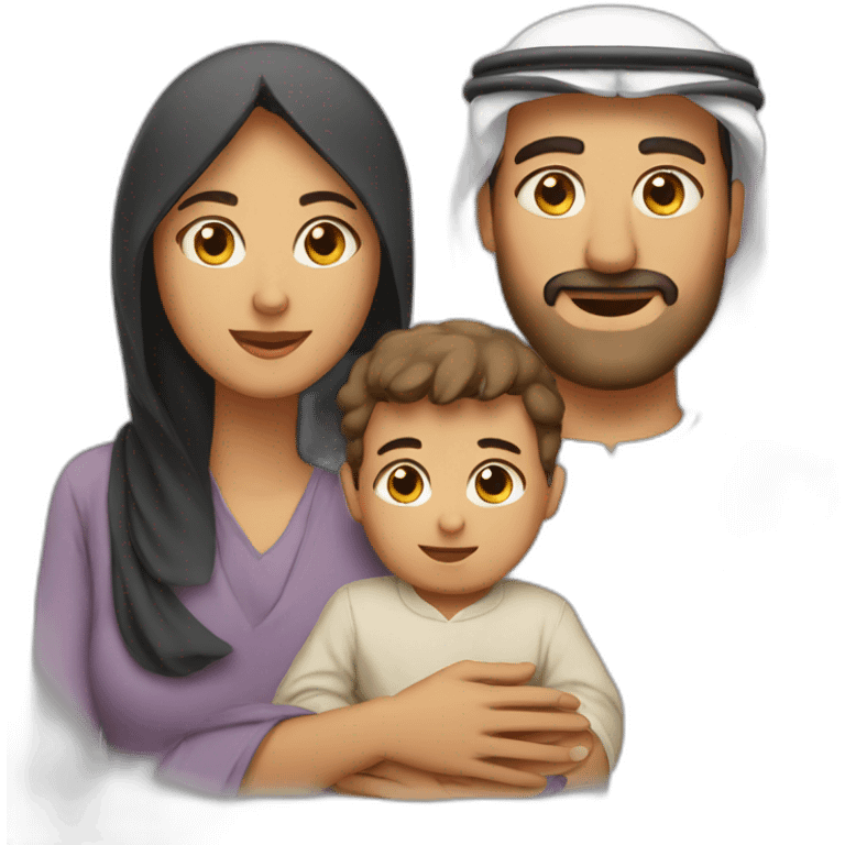 Arab Dad,mom and little baby emoji