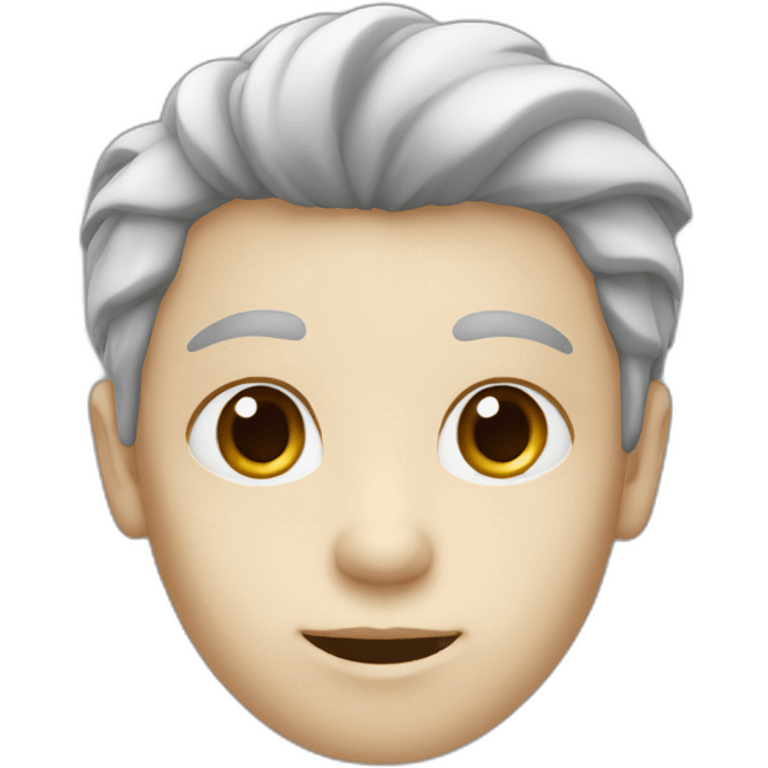 Boy white face with medium size hairs emoji