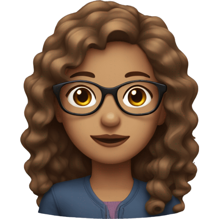 Fair skin girl with wavy brown hair, and glasses  emoji