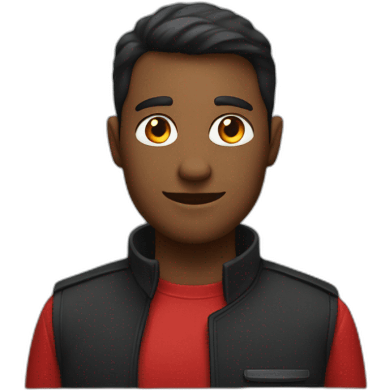 delivery man in black and red clothes emoji